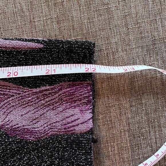 NWT Vtg Elegant Sequins Floral Shimmering Black & Purple Violet Long Sleeve Top - Picture 8 of 10